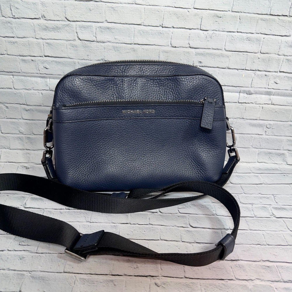 Michael Kors Navy Blue Pebbled Leather Crossbody bag